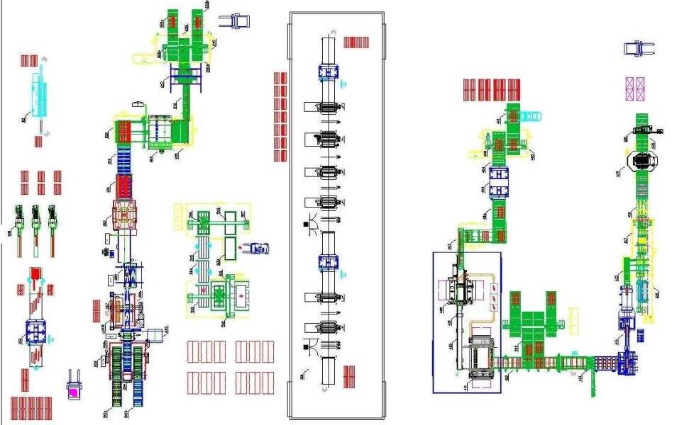 Systèmes d'automation - Ligne avec systèmes automatisés - plant for 2 layers parquet production